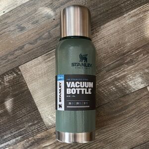 Stanley Olive Green Stainless Steel Vacuum Bottle with Silver Cap